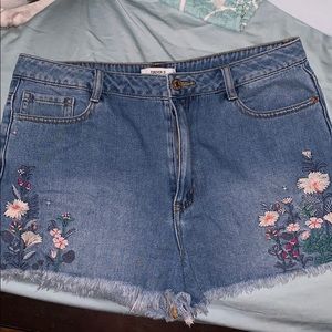 Floral jean shorts